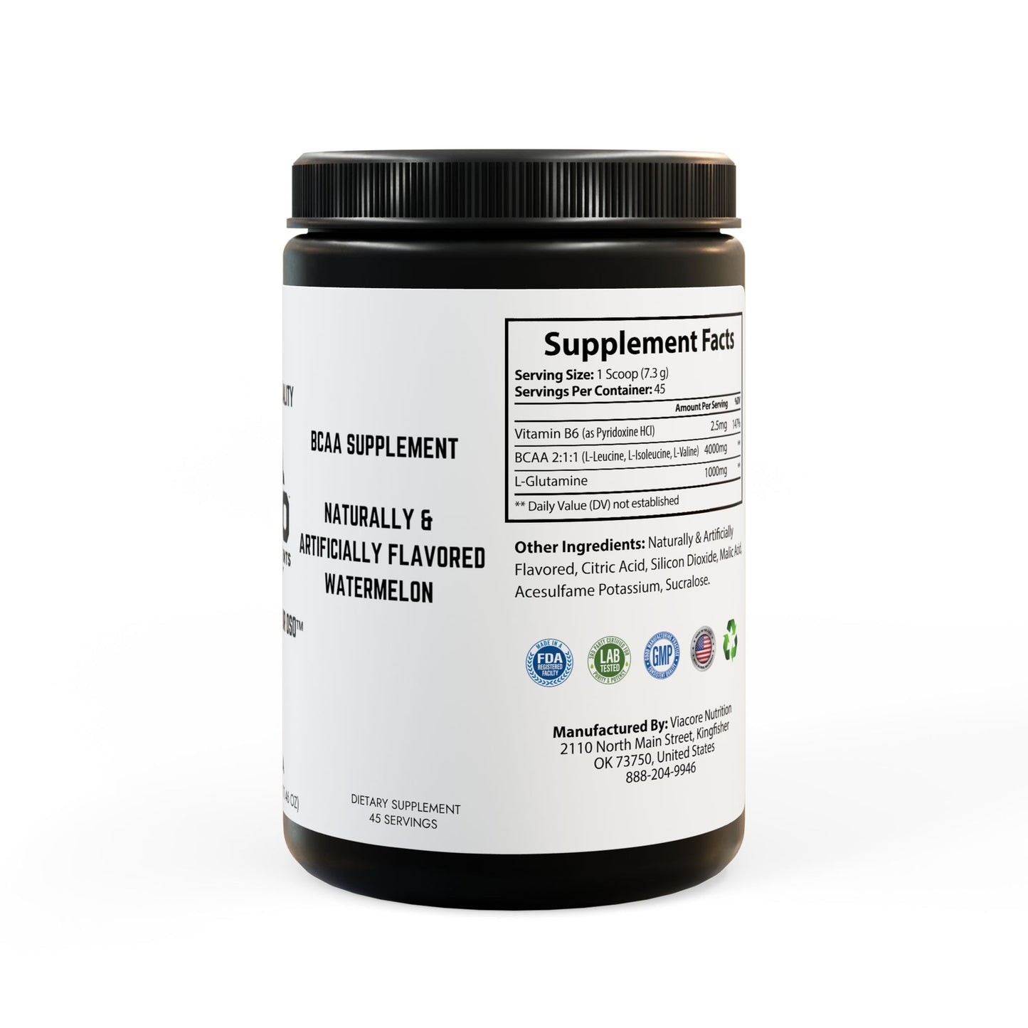 BCAA Supplement, Watermelon (325g, 11.46oz, 45 servings)